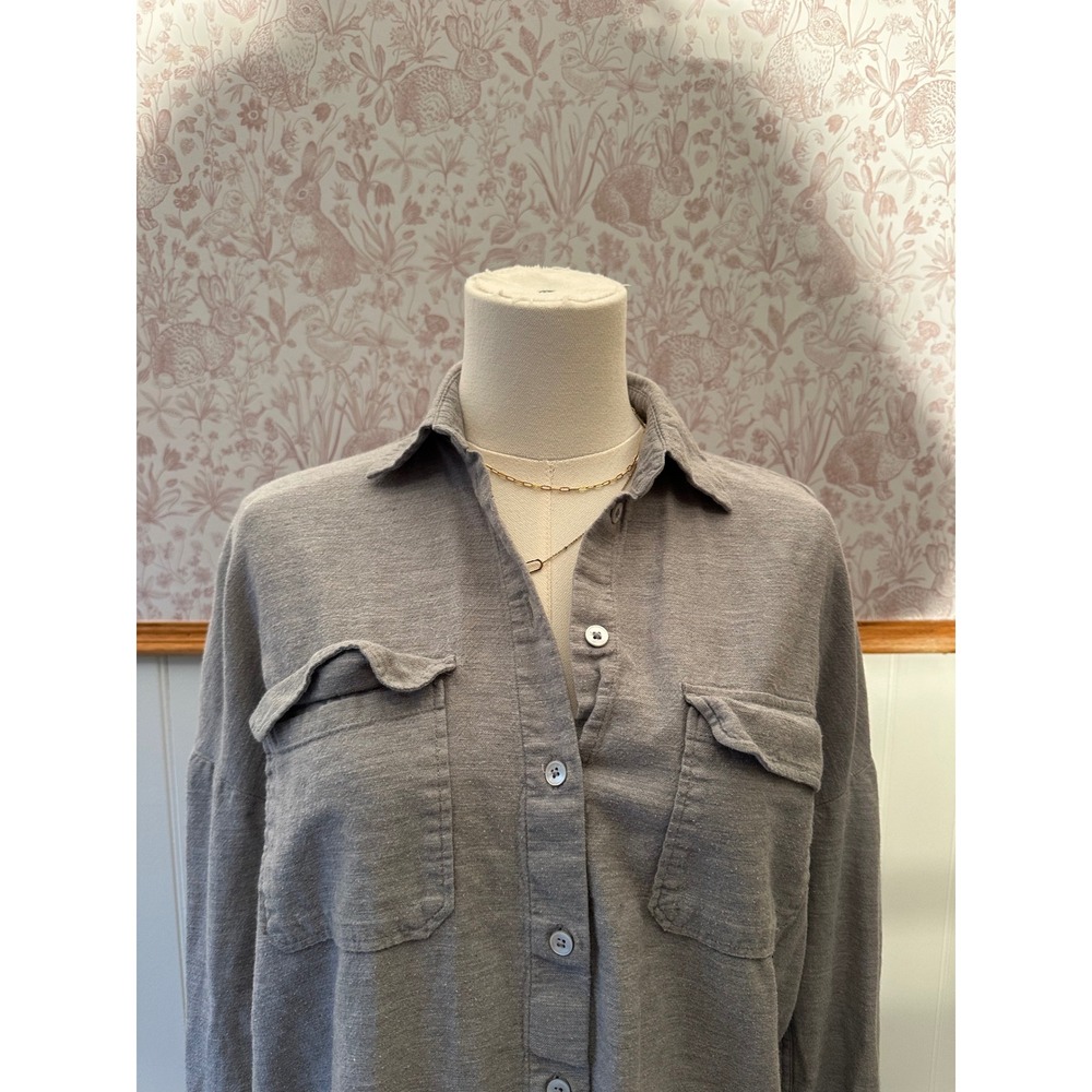 Babaton The Group Grey Cotton Wool Oversized Button-Up Shirt - Picture 4 of 9